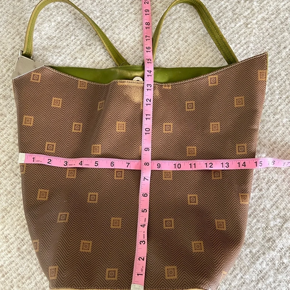 Texier France Leather Retro Avocado Green and Brown Envelope Style Backpack RARE - Picture 15 of 15